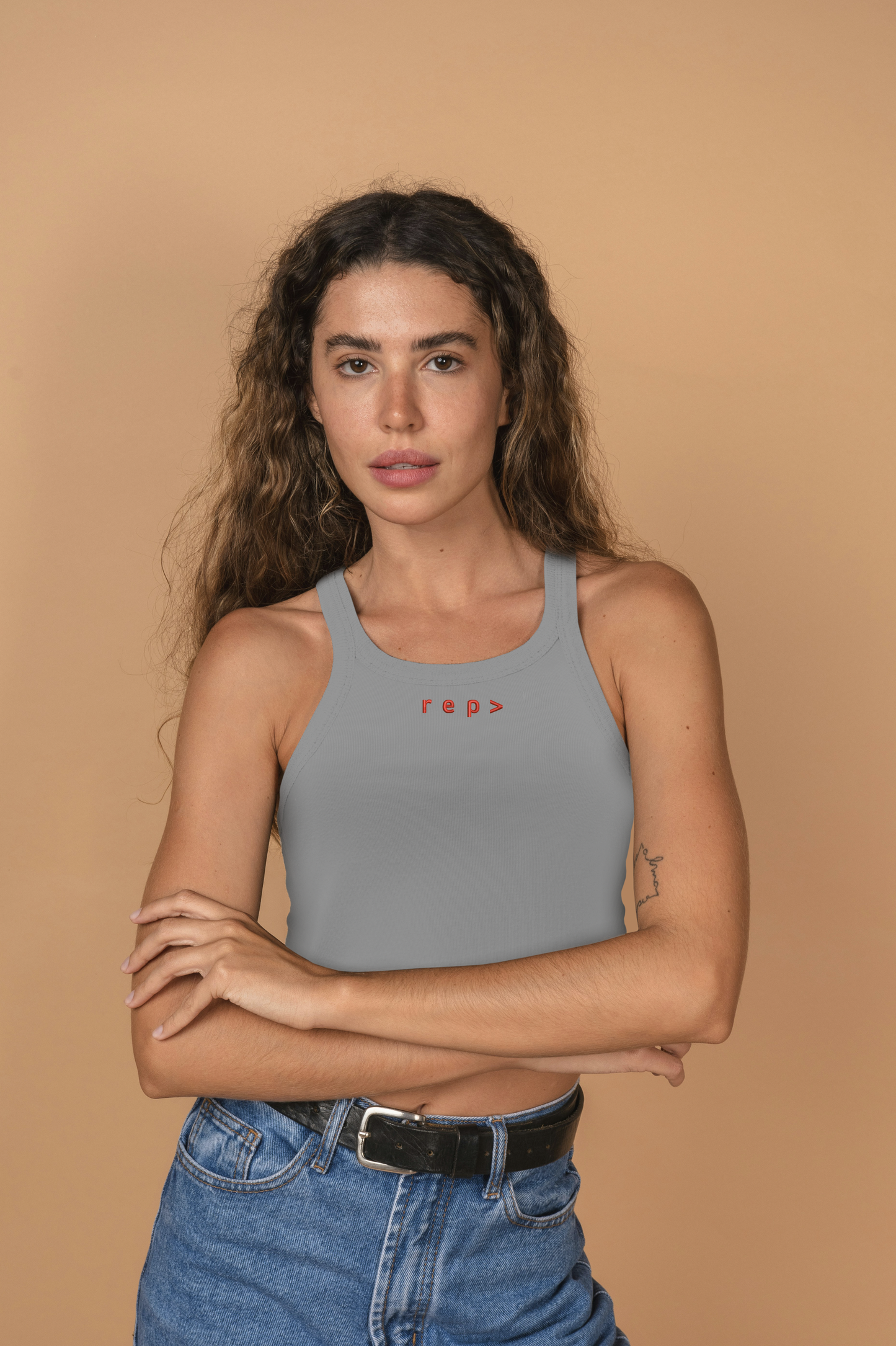 IYKYK: Aspire Ribbed Tank Top - Grey