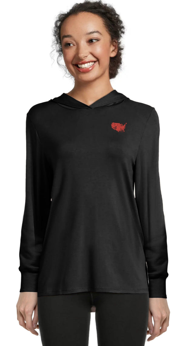 Allegiance Red: Double Take Long Sleeve with Hood